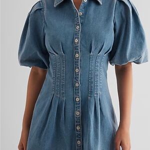 Express Blue Denim Midi Dress